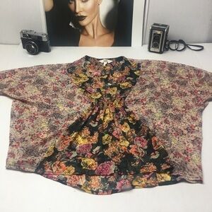 Black Poppy Sheer floral top